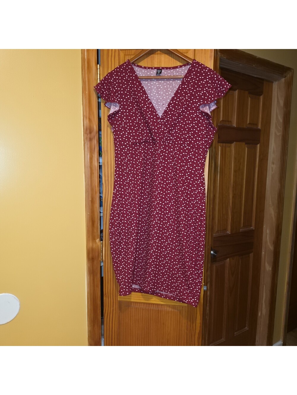 SHEIN Curve Womens Plus Size 1XL Red White Love Hearts Sheath Dress Flirty Date